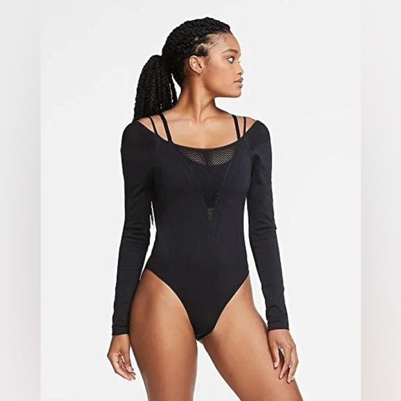 🔥NWT NIKE LONG-SLEEVE SEAMLESS TRAINING BODYSUIT BLACK XS WORKOUT GEAR - Picture 4 of 8